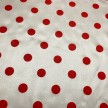 TESSUTO RASO CARNEVALE BIANCO POIS ROSSI