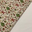 TESSUTO COTONE FANTASIA BABBO NATALE BEIGE