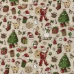 TESSUTO COTONE FANTASIA BABBO NATALE BEIGE