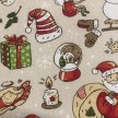 TESSUTO COTONE FANTASIA BABBO NATALE BEIGE