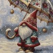 GOBELIN GNOMO SOTTO LA NEVE CM. 47X47